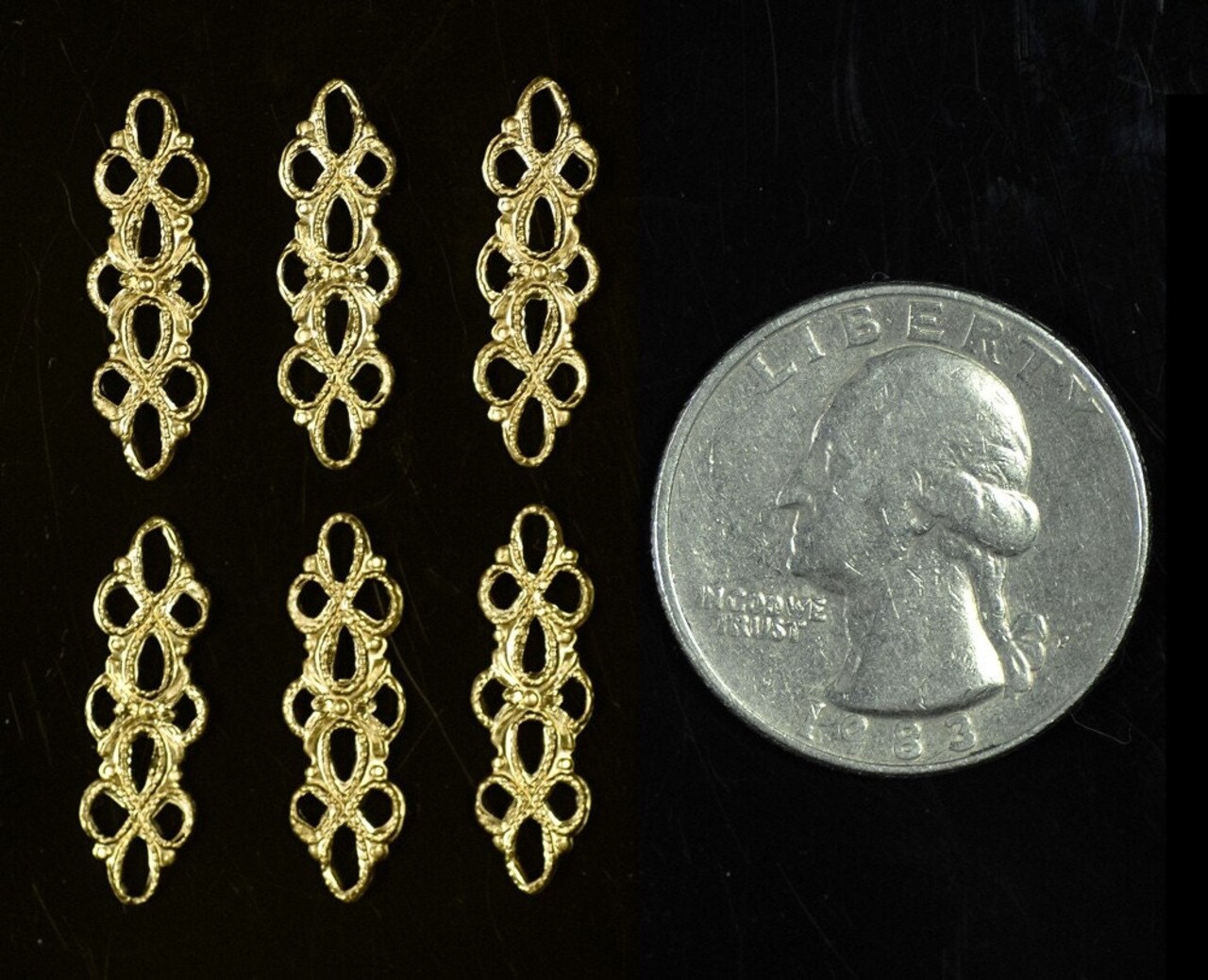 Raw Brass Multi Holes Beading Filigree Connectors- Set of Six - B-2C11